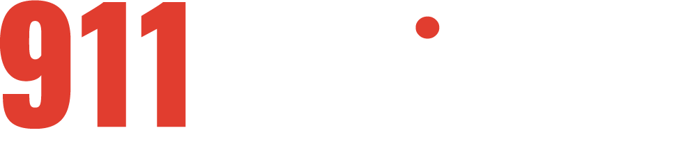 911 emergency services logo in red bold text