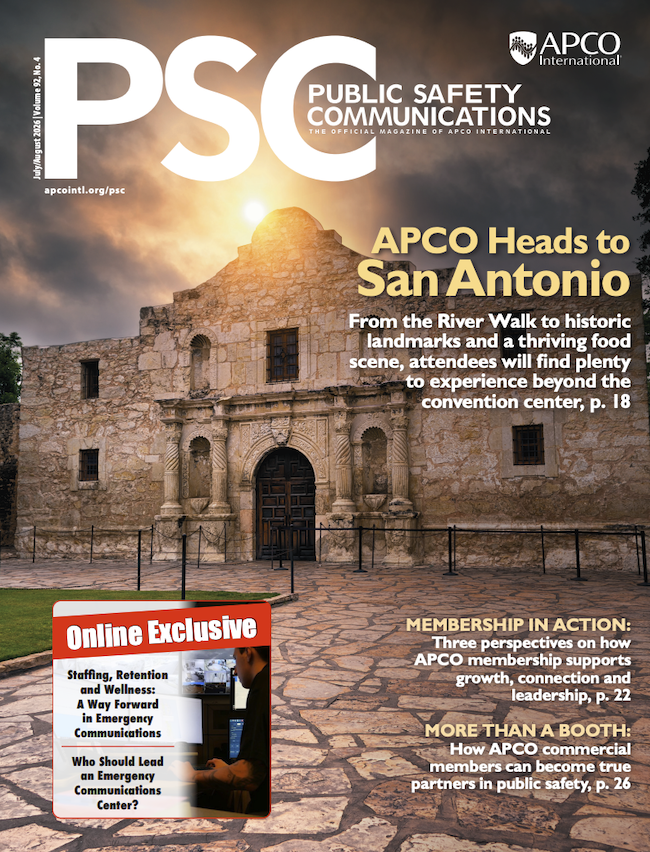 PSC Public Safety Communications magazine cover featuring the Alamo